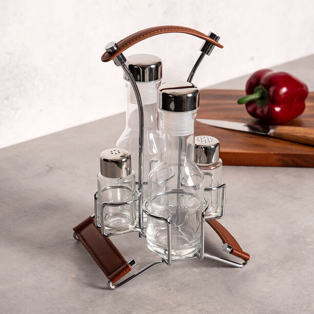 Cadiz Salt And Pepper, Oil And Vinegar Set With Stainless Steel Covers  image number 3