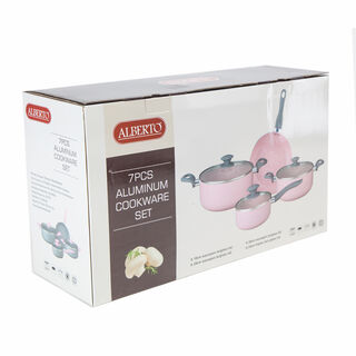Alberto 7 Pieces Nonstick Cookware Set Pink 