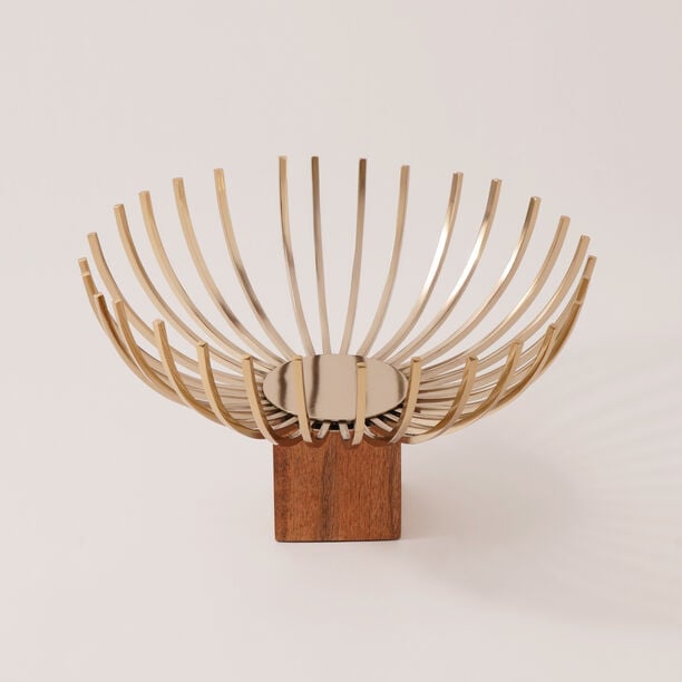 La Mesa fruits bowl stainless steel and wood 30*30*17 cm image number 0