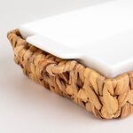 Porcelain Rectangular Dish With Rattan Basket image number 3