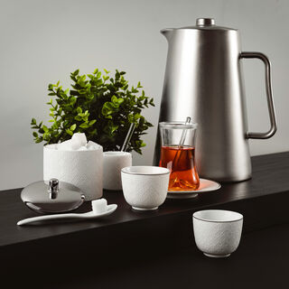 Dallaty white glass and porcelain Tea and coffee cups set 28 pcs
