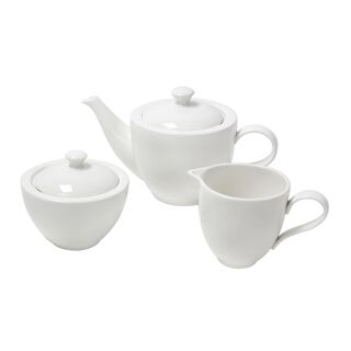 Loving Home Porclain Set Of 3 Pieces 1 Tea Pot 1 Creamer 1 Sugar Bowl White Color 
