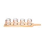 Alberto 4 Pieces Glass Mini Spice Jars With Copper Clip Lid And Wooden Rack image number 1