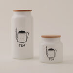 Glass tea jar 635ml with wooden lid in white image number 4