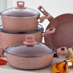 Alberto Granite Series 7Pcs Cookware Set Pink Stone image number 2