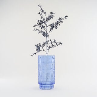 "Homez navy ribbed glass vase 14*14*27.6 cm
