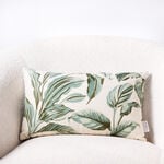 Boutique Blanche rectangular cotton pillow with leaves embroidery, green 45*35*15cm image number 3