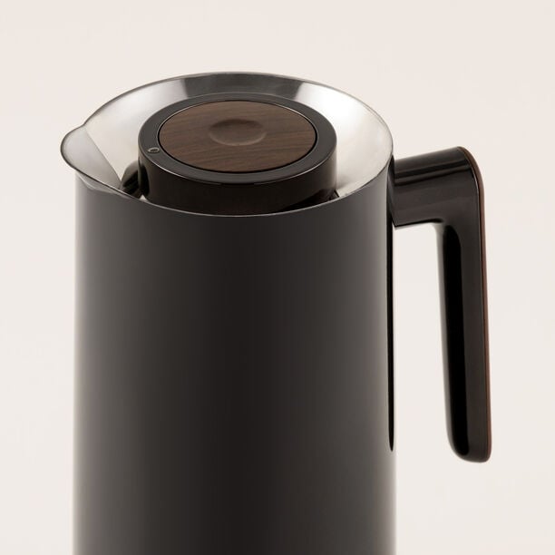 Dallaty 1L black steel vacuum flask with wooden handle image number 3