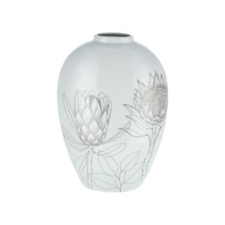 Vase White With Flower Design