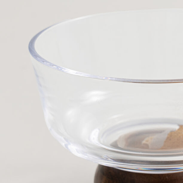 Dallaty glass date bowl with wooden base, 14*14*8cm image number 2