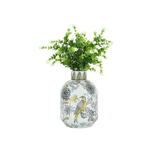 Vase White Base And Bird Pattern 15 *15 * 21 cm