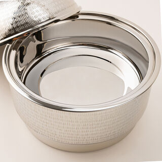 La Mesa silver metal food server with stand 11*11*27 Cm