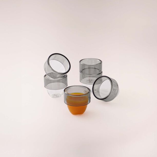 Dallaty white glass Saudi coffee cups set 6 pcs image number 0