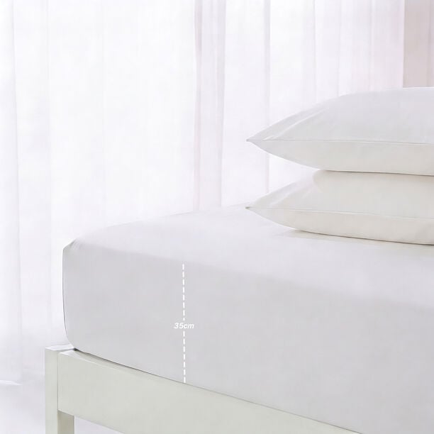 Boutique Blanche Fitted Sheet 100% Tencel 300Tc Queen, White 160*200 Cm image number 2