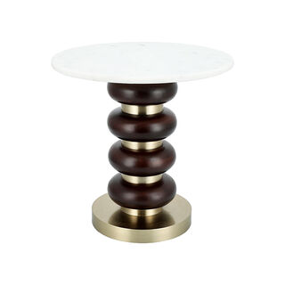 Side Table Glass Base And Marble Top 41*45 cm