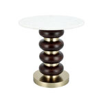 Side Table Glass Base And Marble Top 41*45 cm image number 2