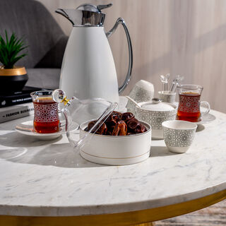 Dallaty white porcelain date bowl with lid 12.6*12.6*14 cm