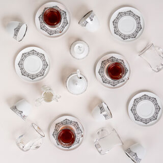 Lamesa 28Pc Porcelain Tc Set G&S White Silver