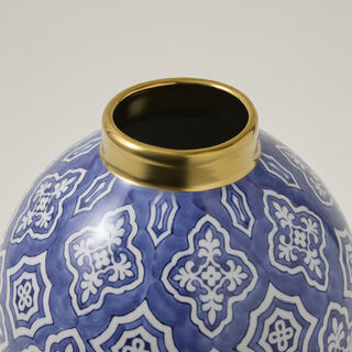 Vase Blue Pattern With Gold 23 *23 * 31 cm
