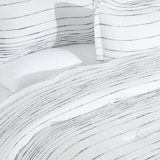 كوتاج طقم لحاف 6 قطع كينج مخطط أبيض، 220*240سم