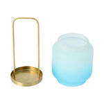 Glass Candle Holder Graident White Blue Small 16X16X25 Cm image number 2