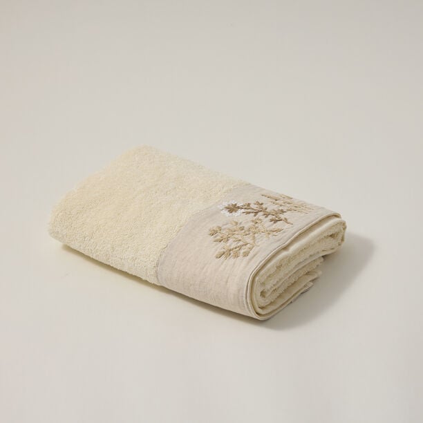 Boutıque Blanche Linen Floral Bath Towel, Cream 50*100Cm image number 0
