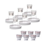 Dallaty white porcelain and glass Tea and coffee cups set 18 pcs image number 2