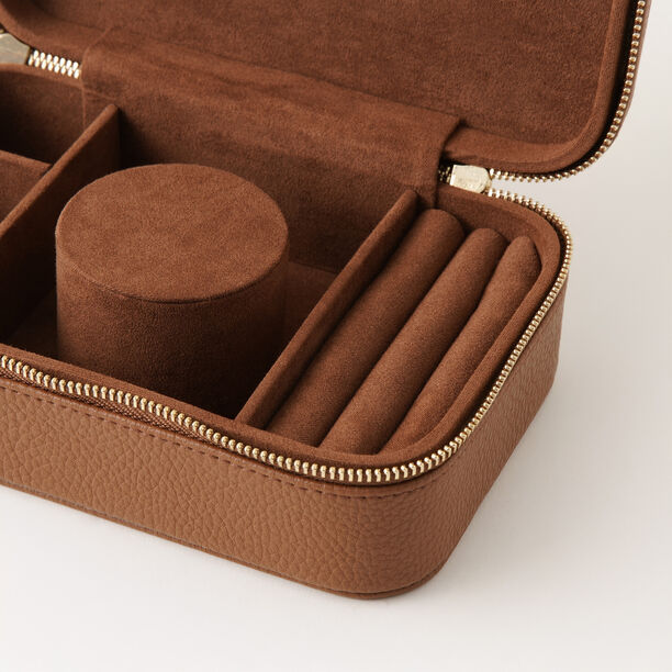 هومز صندوق مجوهرات سفر كرتون مستطيل 11.4*18*5.7سم، بني image number 3