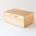 هومز صندوق مجوهرات صغير وطبقتين للتخزين أم دي أف 23*14.7*8.8سم، ذهبي image number 0