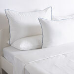 3Pcs cotton duvet cover 260*220cm contrast piping blue image number 0