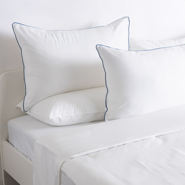 3Pcs cotton duvet cover 260*220cm contrast piping blue image number 0
