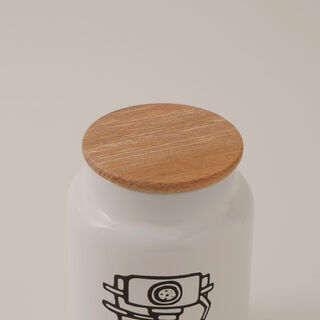 Glass coffee jar 890ml with wooden lid in white