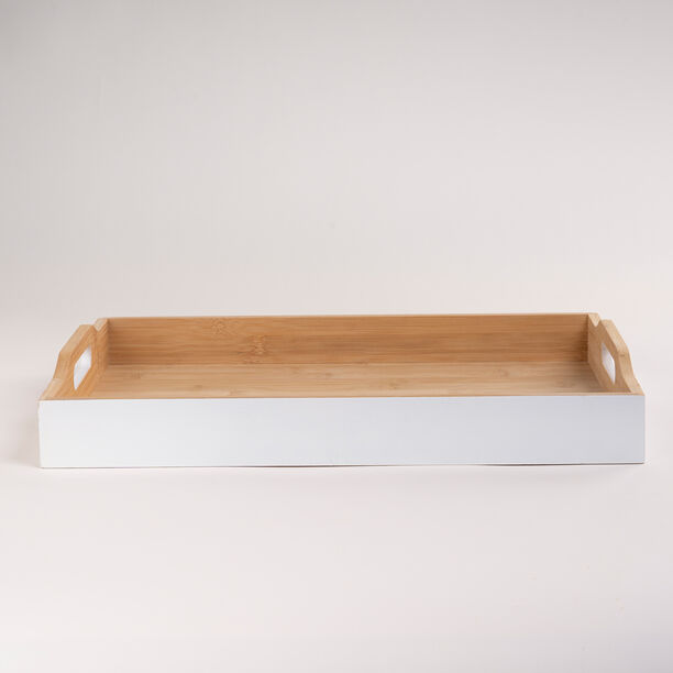 Dallaty white bamboo serving tray 47*34*7 cm image number 0
