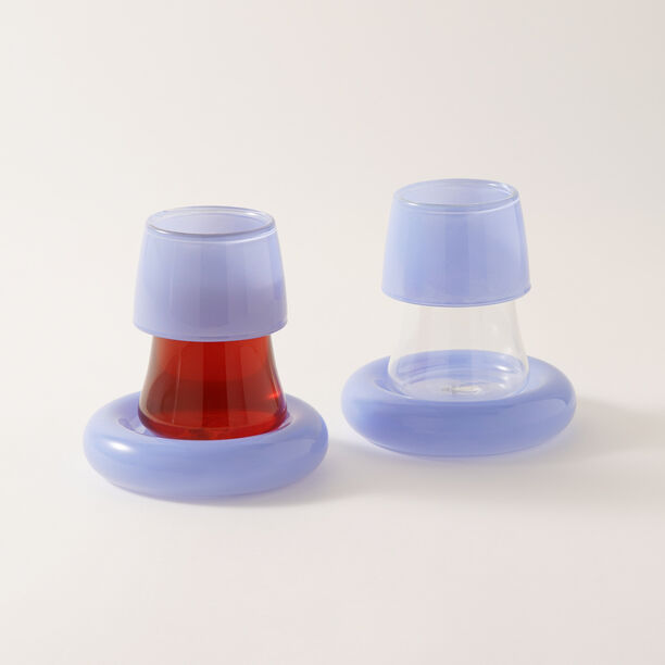 دلتي طقم شاي زجاج 12 قطعة، أزرق image number 1