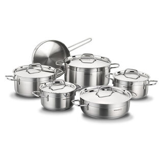Korkmaz 11 Pieces Silver Stainless Steel Cookware Set