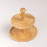 Bamboo Round 2 Storey Mini Plates With Handle image number 1