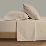 Cottage Cotton Queen Size Fitted Sheets, Beige 180*200 Cm image number 0