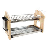 Alberto Dish Rack 2 Layer Stainless Steel With Wood image number 1