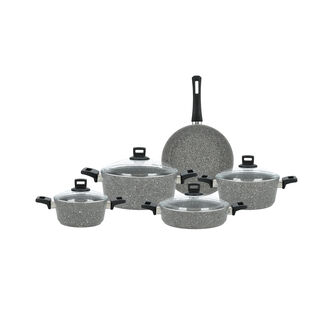 Alberto 9 Piece Granit Cookware Set Gray Stone