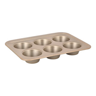 Alberto Non Stick 6 Cup Jumbo Muffin Pan, Gold Color 