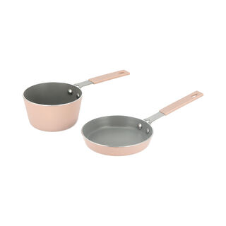 2Pcs Mini Set Frypan + Sauce Pan Pink