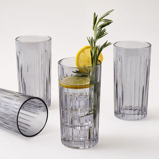 La Mesa Glass Hi Ball Set 4Pcs 400Ml, Grey