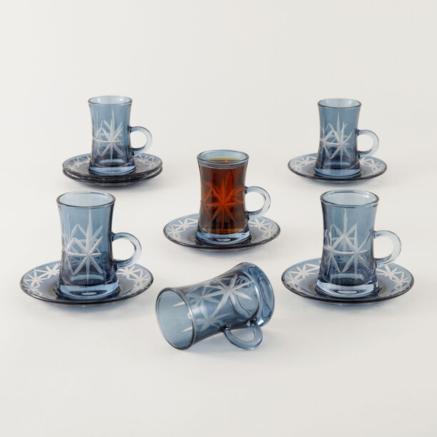 Dallaty 12 Piece Blue Glass Arabic Tea Cup Set image number 0