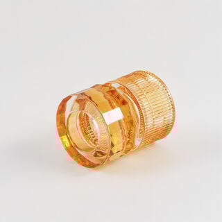 هومز حامل شموع مضلع زجاج 13.3*13.3*15.4سم، برتقالي