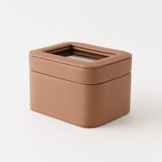 هومز صندوق ساعات جلد بقسمين 12*8*9سم، بني