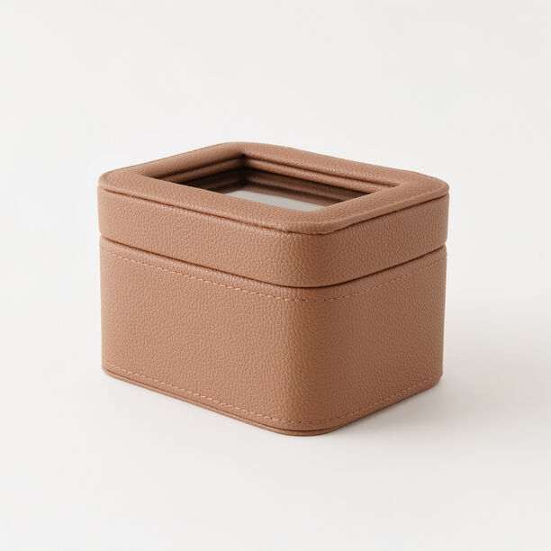 هومز صندوق ساعات جلد بقسمين 12*8*9سم، بني image number 0