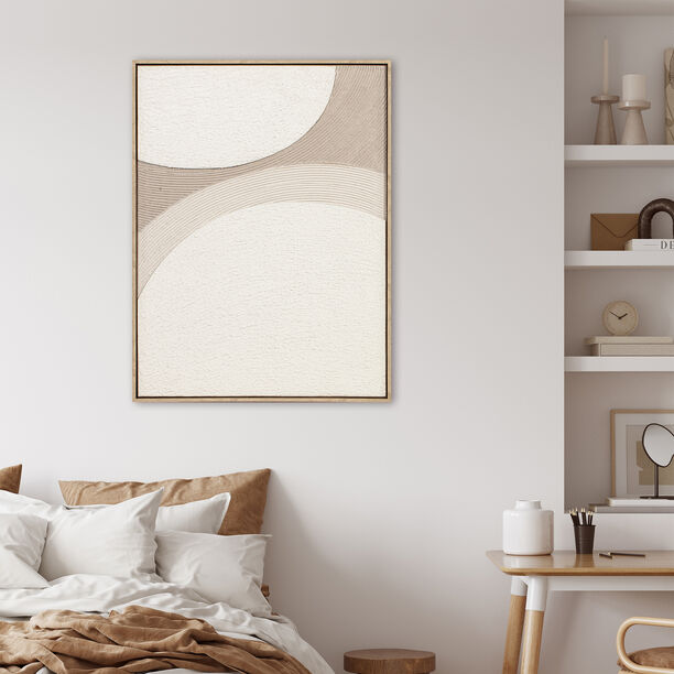 هومز لوحة جدارية كانفاس بإطار خشبي، بيج 60*80سم image number 1