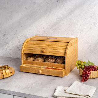Alberto bamboo bread bin with cutting board 38.5*27.5*24 cm