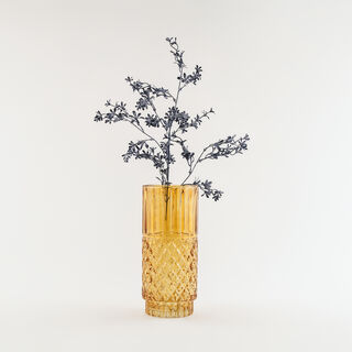 "Homez dark brown diamond pattern glass vase 15*15*34.3 cm