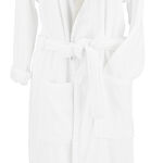 Embroidered Shawl Collar Bathrobe With Linen Cuff White S image number 4